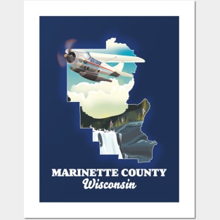 Marinette County Wisconsin map Posters and Art
